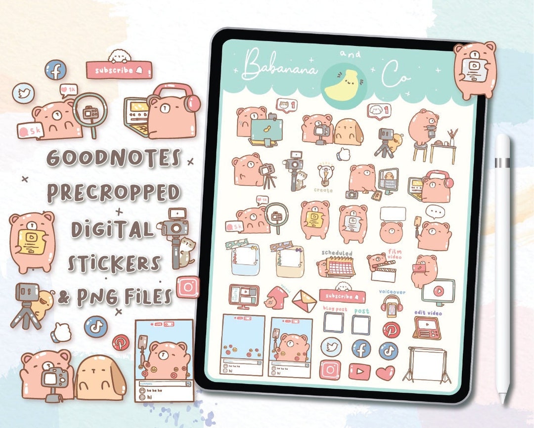 Influencer Digital Stickers | Goodnotes Stickers | Cute Hand Draw ...
