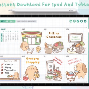 Cute Hand Drawn Grocery Day Digital Stickers | Goodnotes Stickers ...
