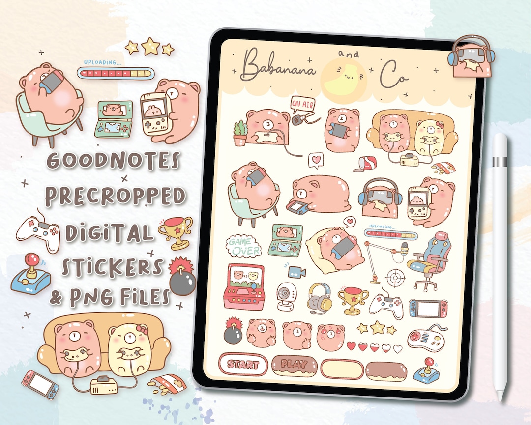 Game Time Digital Stickers | Goodnotes Stickers | Cute Hand Draw ...
