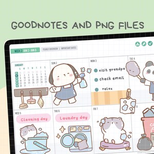 Cute Hand Drawn Clean Day Digital Stickers | Goodnotes Stickers ...