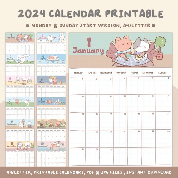  2024 Monthly Calendar Planner Stickers Compatible