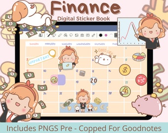 Finance Theme digital stickers | Goodnotes Stickers | Cute Hand Draw | Digits Stickers | planner | kawaii | precropped png
