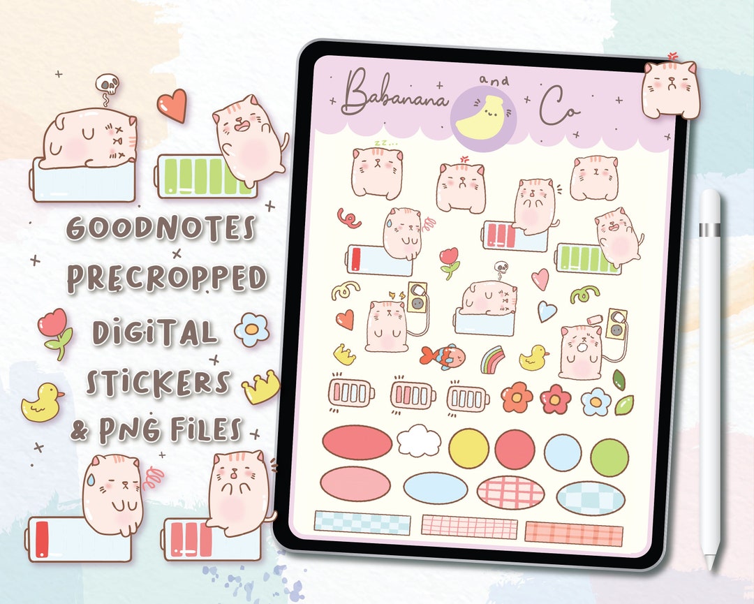 Life Energy Digital Stickers | Goodnotes Stickers | Cute Hand Draw ...
