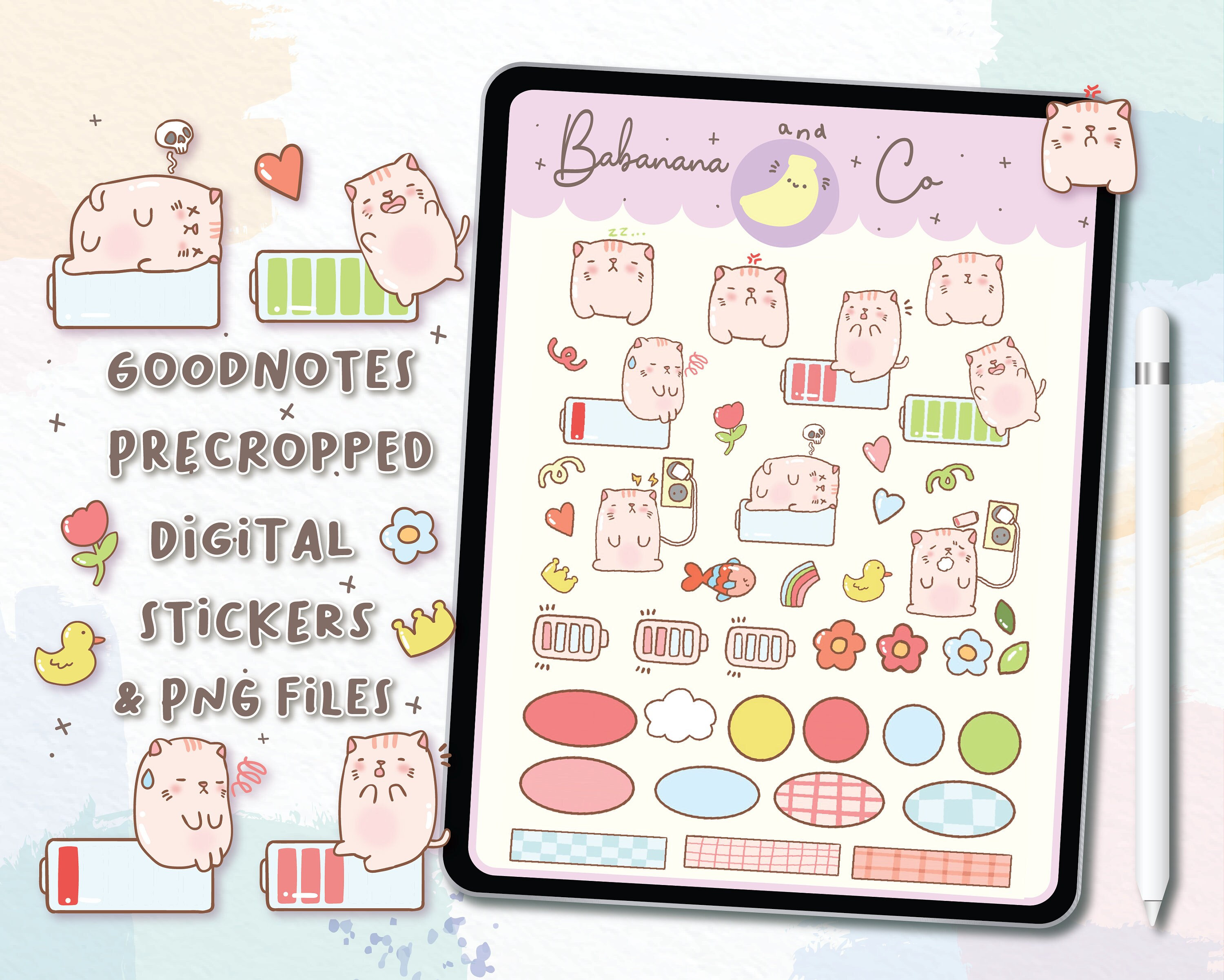 Life Energy Digital Stickers | Goodnotes Stickers | Cute Hand Draw ...
