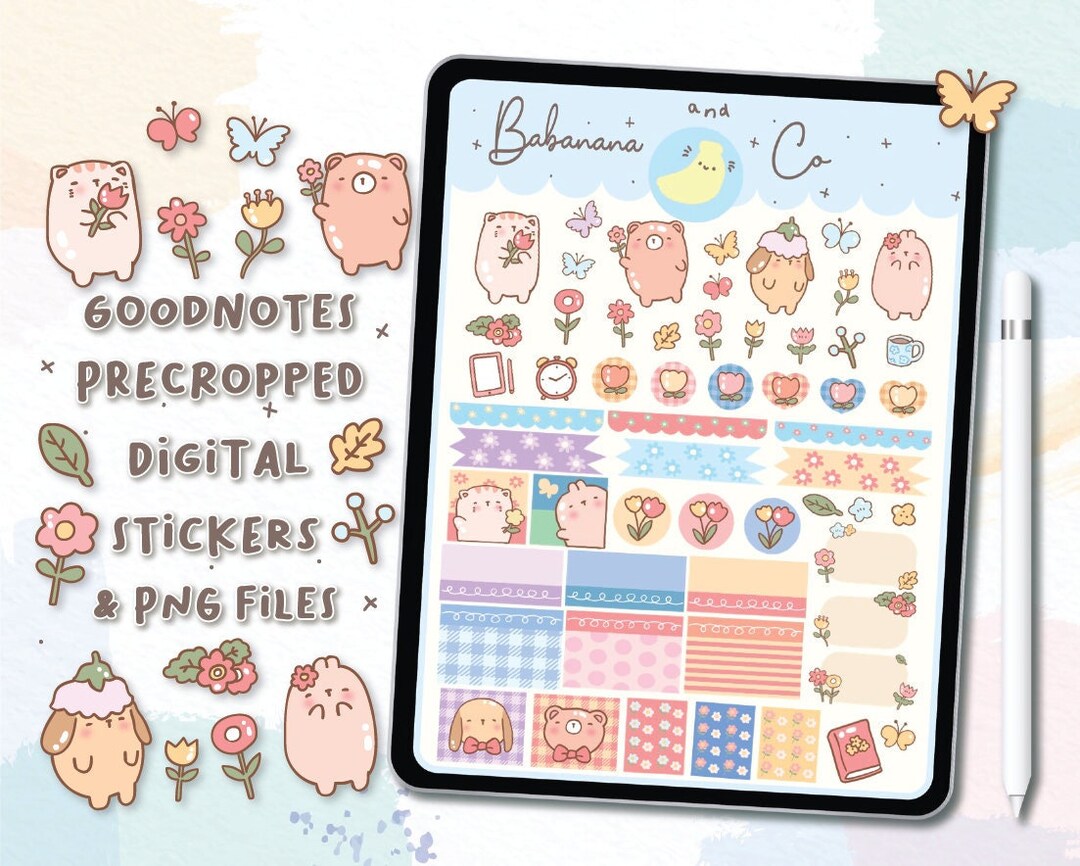 Fresh Flowers Digital Stickers | Goodnotes Stickers | Cute Hand Draw ...