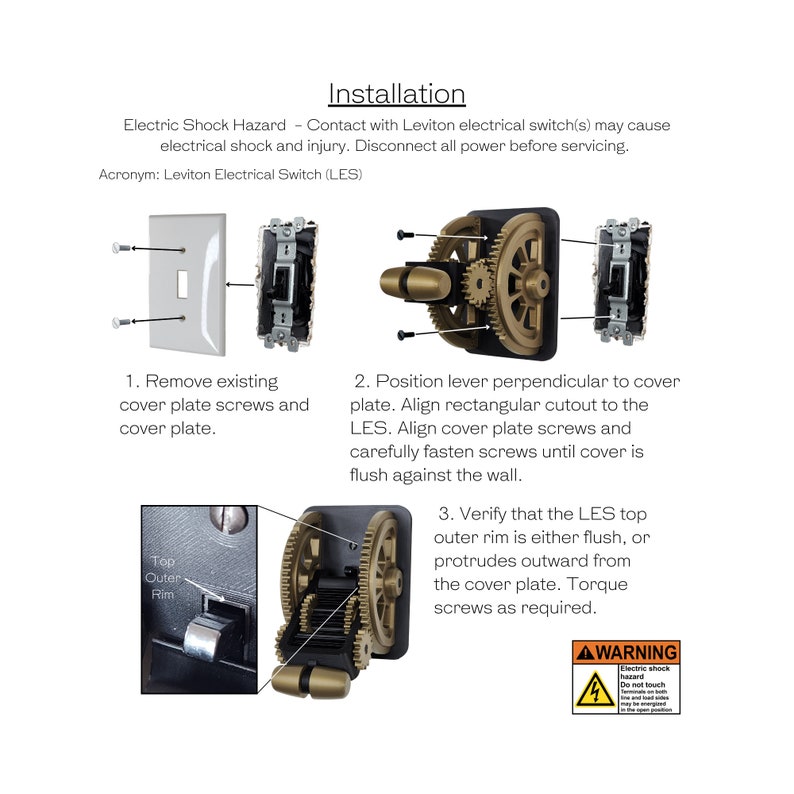 Toggle Triple Readytoship Steampunk Light Switch Assembly / 25 Gears