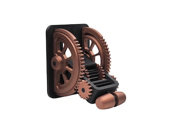 Interruptor de luz Steampunk personalizado con engranajes rectos mecánicos basculantes® / 9 marchas, palanca, manija y cubierta de 2 piezas / Interruptor de luz impreso en 3D
