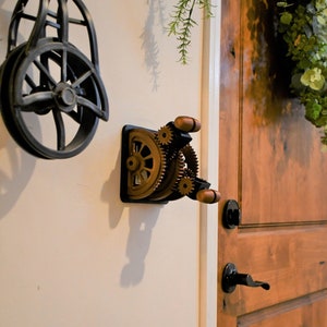 Rocker Double Ready-to-Ship Steampunk Light Switch Assembly™ / 17 Gears, Lever, 2-Piece Handle and Cover / 3D Printed Light Switch