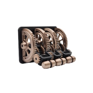 Rocker Triple Ready-to-Ship Steampunk Light Switch Assembly™ / 25 Gears, 3 Levers, 2-Piece Handles and Cover / 3D Printed Light Switch