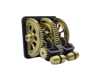 Toggle Double Ready-to-Ship Steampunk Light Switch Assembly / 17 Gears, Lever, 2-Piece Handle and Cover / 3D Printed Light Switch