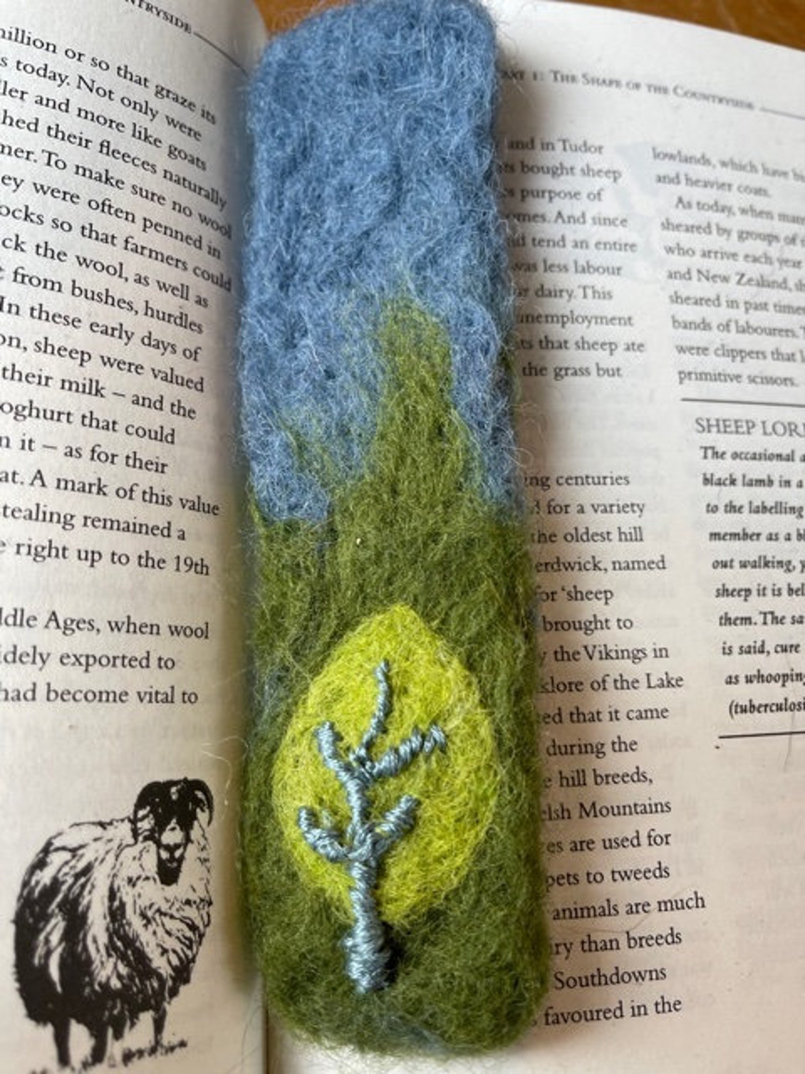 Needle Felted Bookmarkwool Bookmarkhandmadeoriginalleaf Etsy