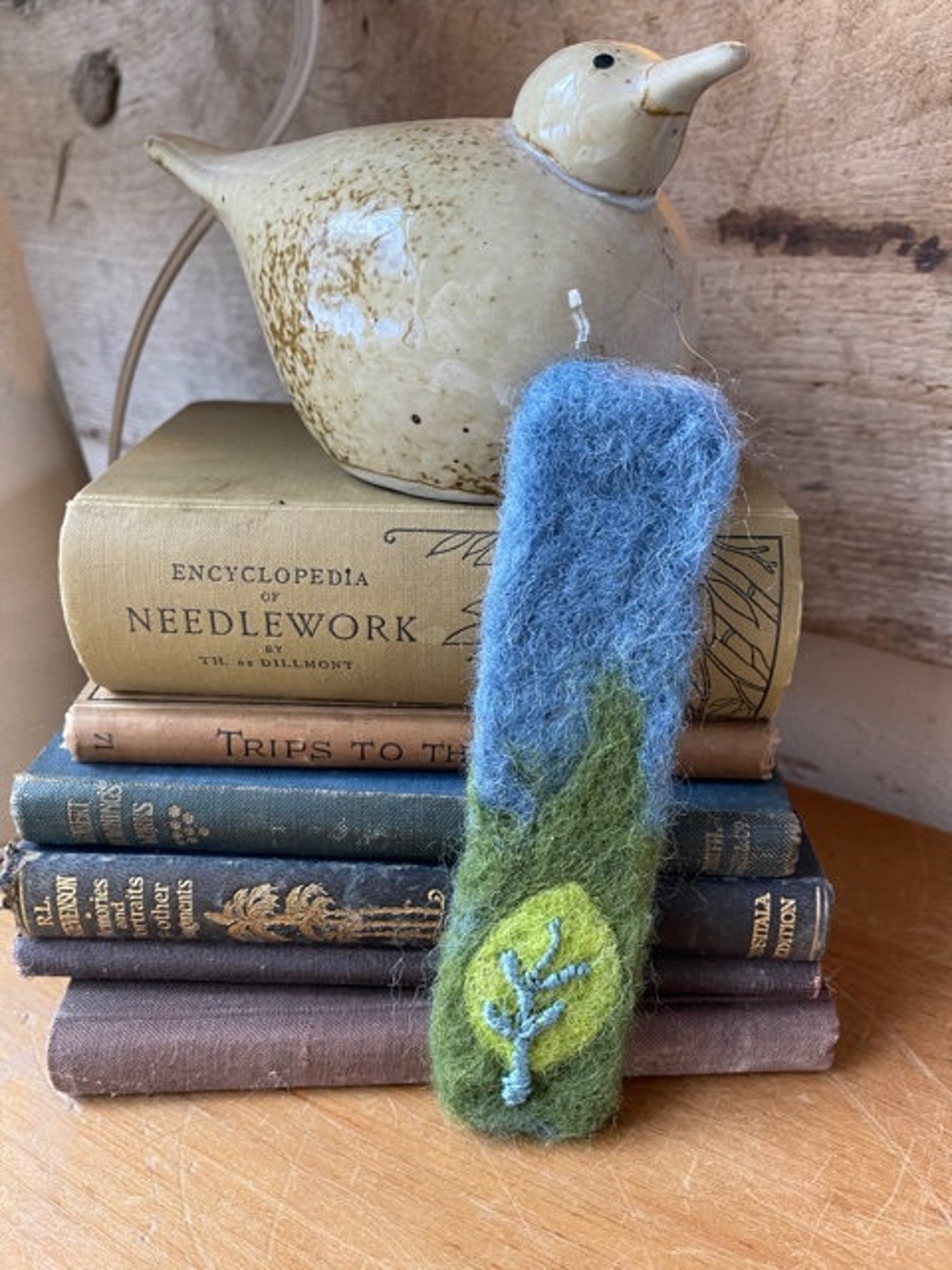 Needle felted bookmarkwool bookmarkhandmadeoriginalleaf Etsy
