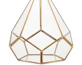 Geometric Triangle Metal Glass Terrarium - Gold