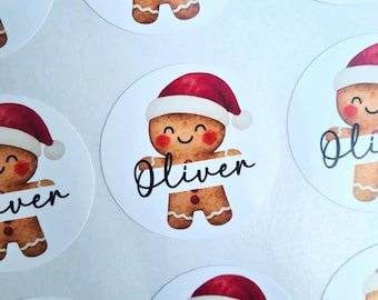 Personalised Christmas Gingerbread Stickers, Name Stickers, Christmas Labels, Gift Wrapping, Gift Tags, Xmas Present Stickers, For Presents