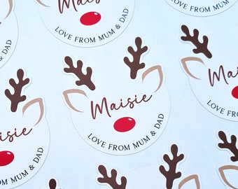 Personalised Christmas Stickers, Name Stickers, Christmas Labels, Gift Tags, Gift Wrapping, Reindeer stickers, Xmas labels, Present stickers