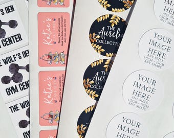 Custom Business Logo Stickers, Personalised Labels for Weddings Favours and Birthdays Party Bags, Promotional Stickers, Sticker sheets