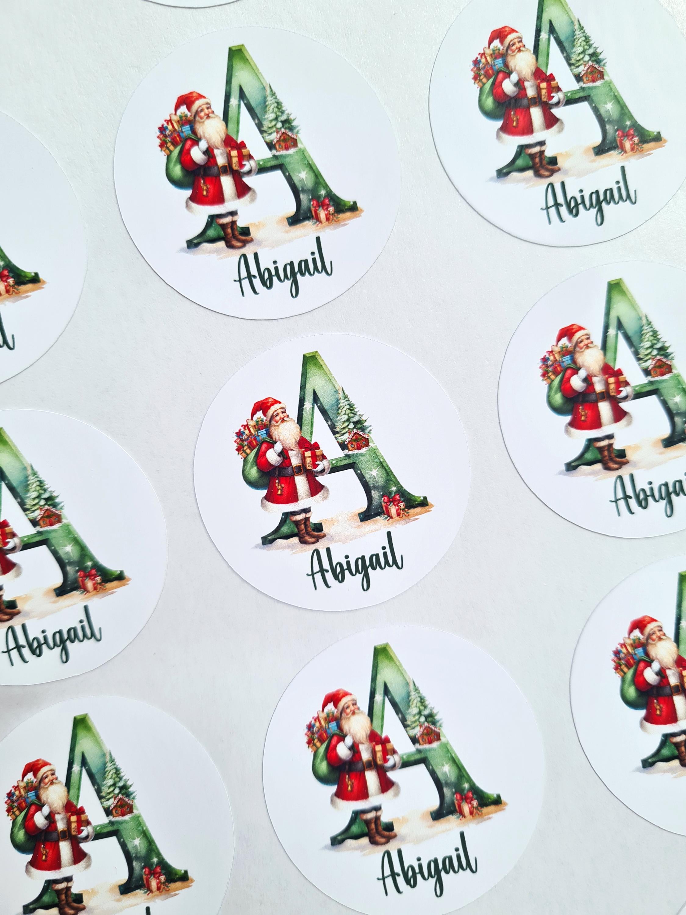Personalised Christmas Stickers, Name Stickers, Christmas Labels, Festive Stickers, Gift Wrapping, Letter sticker, Gift Tags, Santa Stickers