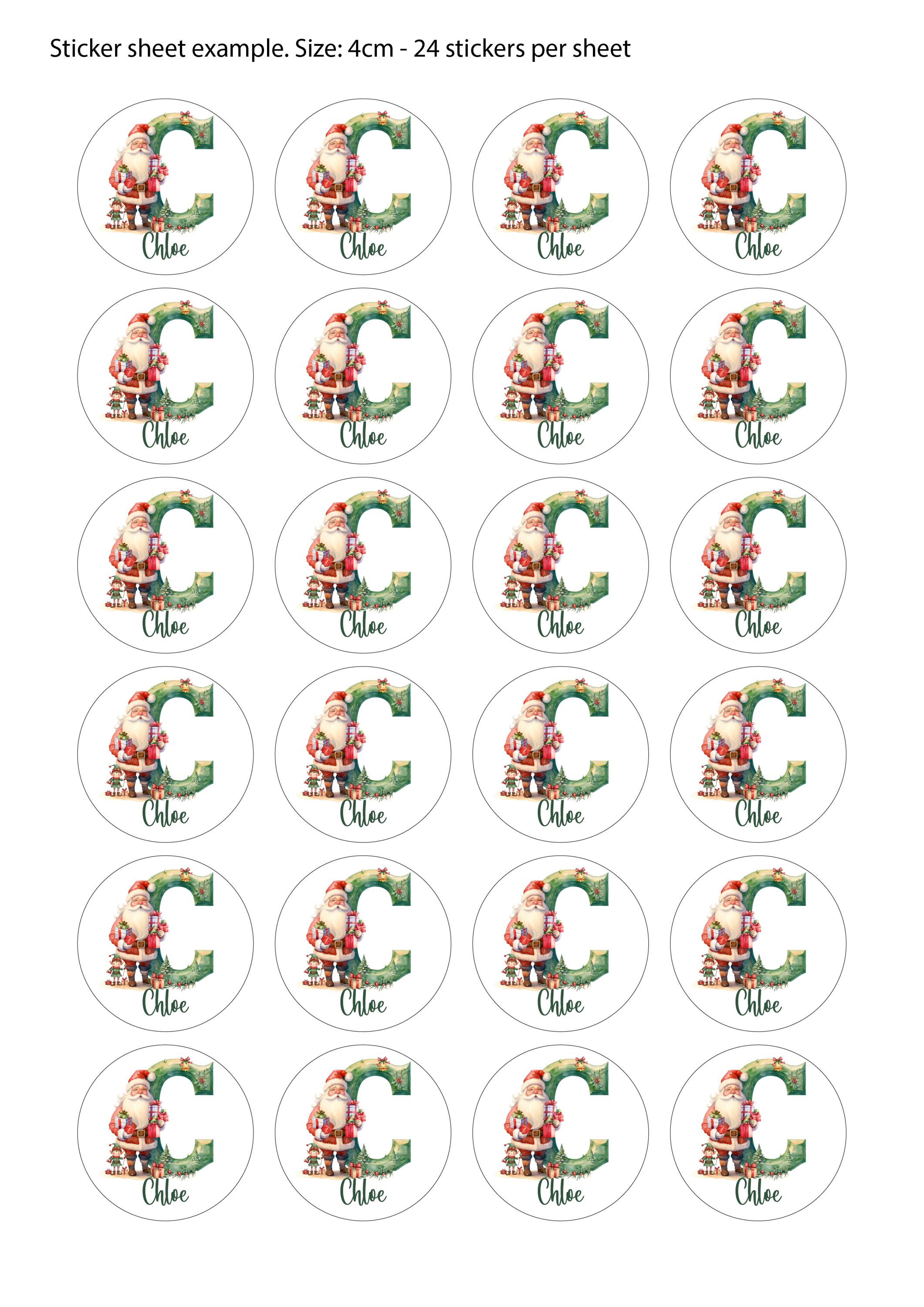 Personalised Christmas Stickers, Name Stickers, Christmas Labels, Festive Stickers, Gift Wrapping, Letter sticker, Gift Tags, Santa Stickers