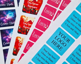 Personalised Square Stickers, Custom Labels, Business Logo Stickers, Glossy or Matte Finish