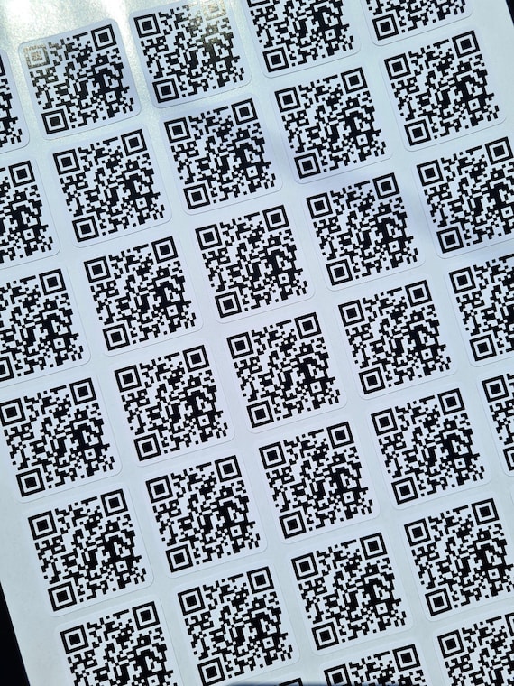 Custom QR Code stickers, Gloss or Matte available, packaging, various sizes