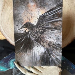 Der Rabe, Mystischer Rabe, Postkarte mit Rabenmotiv