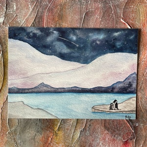 Winterliche Postkarte, Pinguine