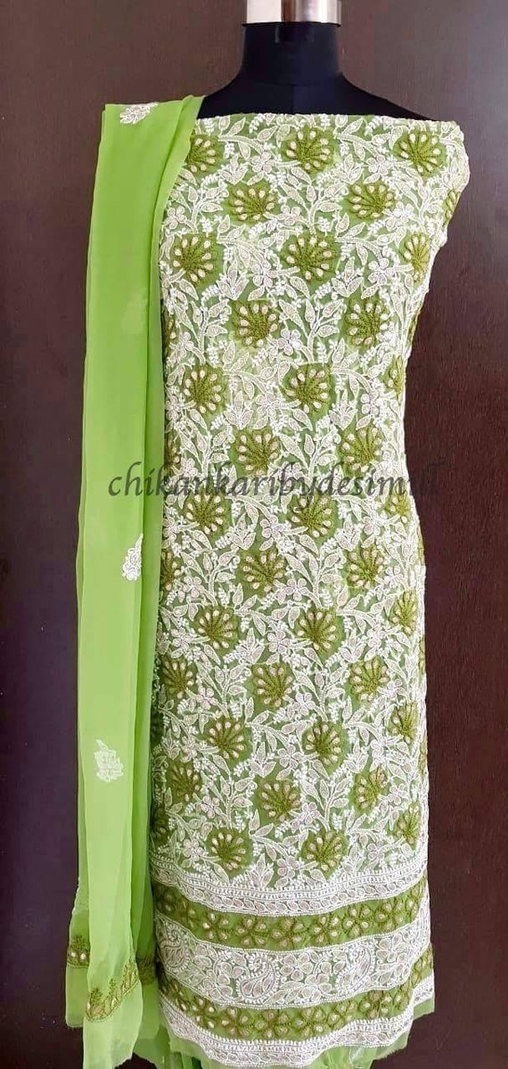 Buy Chikankari Kurti Fabric online By FabricDekho.com