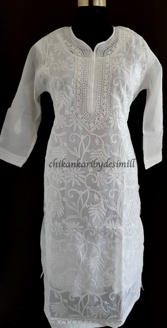 chikankari cotton kurtis