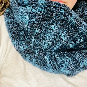 Mystic Ocean Cowl: Italian Wool Scarf-Crochet-Accessories-Winter Accessories-Cold Weather- Merino Wool