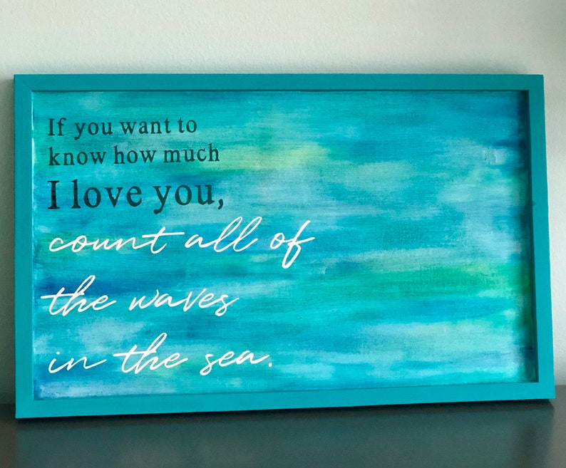 Love And Waves Sign Love Quotes Watercolor Home Decor Beach Decor