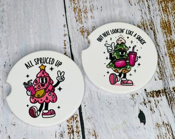 Winter Car Coasters: Ceramic-Winter Wonderland-Snow-Gingerbread-Cakes