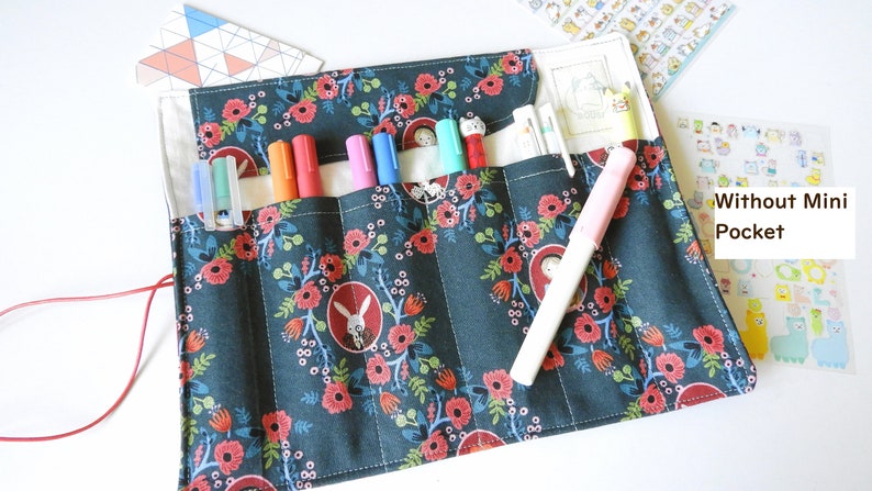 fountain pen roll Peter Pan fabric pencil case Fairy Tale pen roll-Navy Roll up pencil case