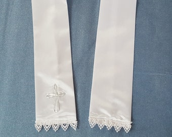 Baptism or Christening White Satin Stole