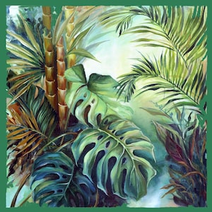 Tropical Leaves Pop Art Painting on Canvas 11x14 In, Original Tropical Wall  Art, Botanical Painting on Canvas, Boho Tropical Leaves Artwork 