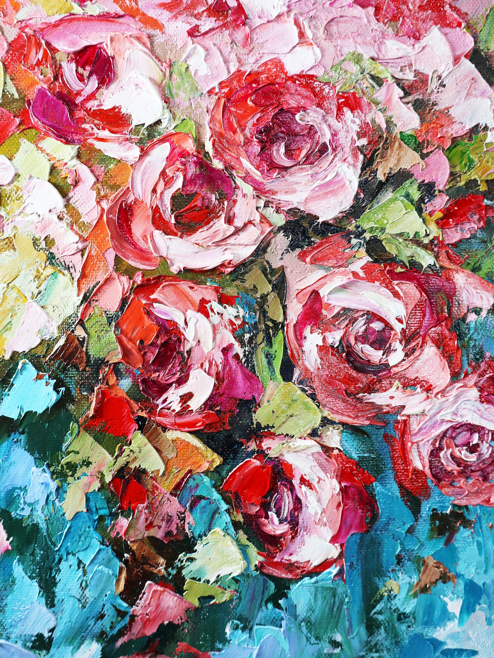 Abstrakte Rosen Malerei Blume Malerei original 16 x 12 | Etsy