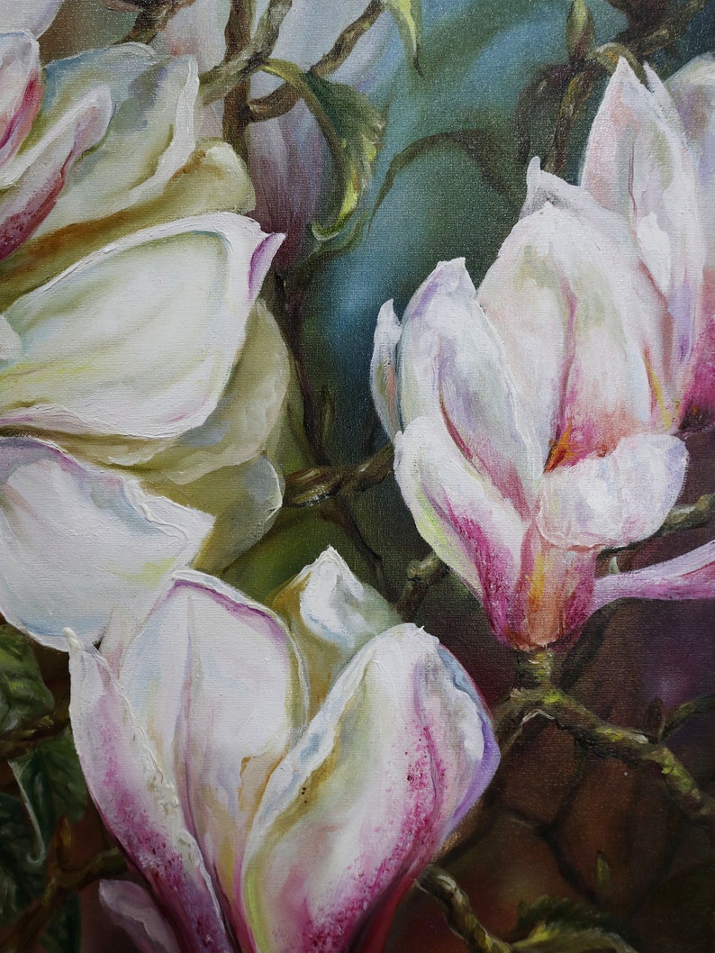 Original White Magnolias Painting Oil Paintings Flowers 24x18 Floral Painting Flower Painting Canvas Painting Art Collectibles Kromasol Com