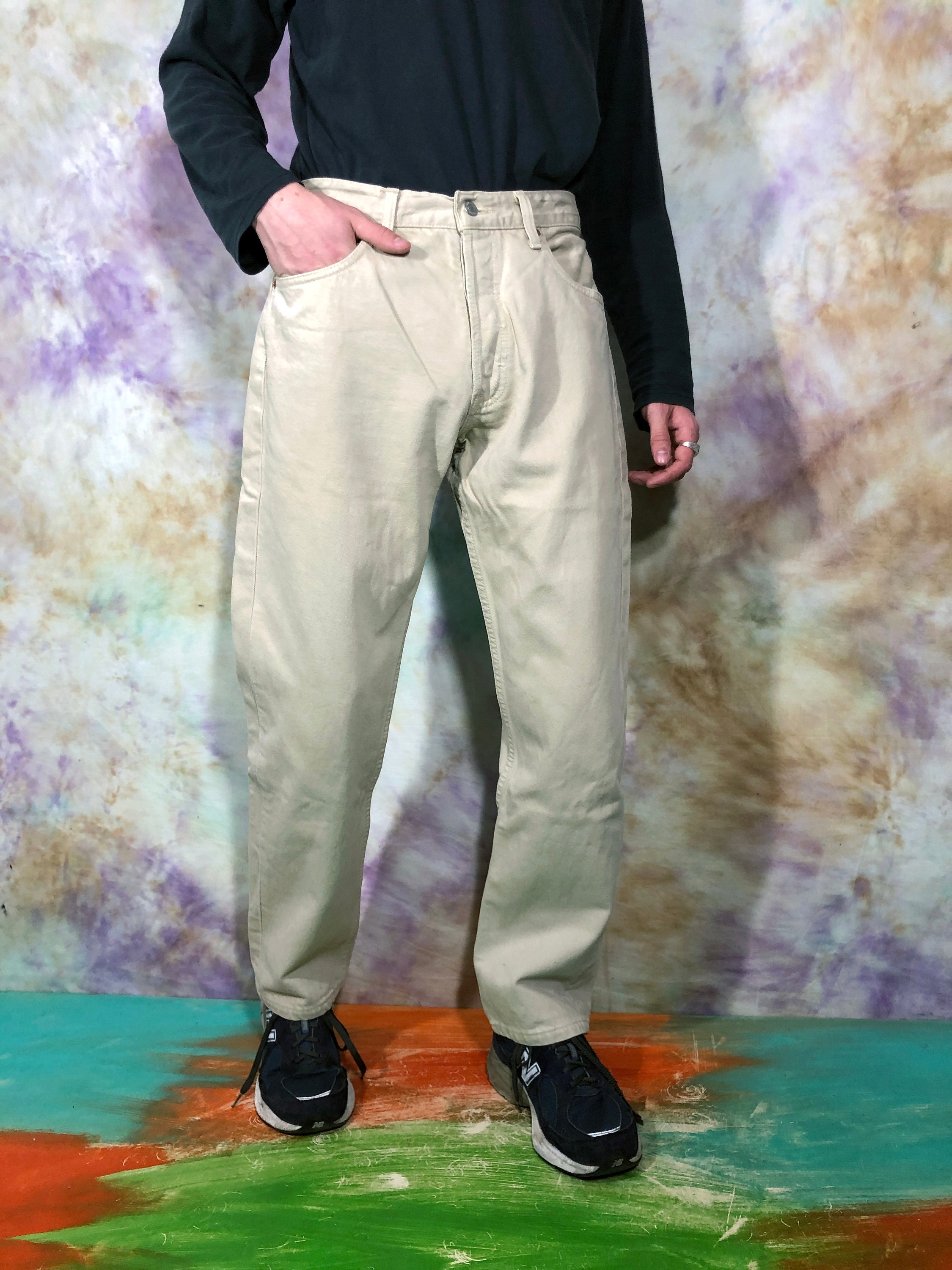 90s Levis Vintage Men's Beige Pants High Waisted Jeans | Etsy