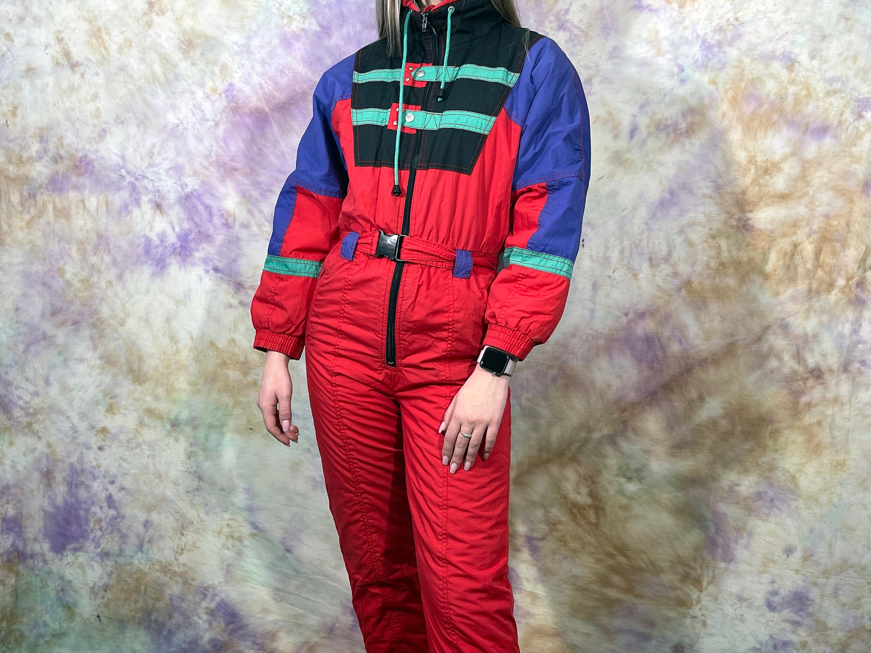 90s Vintage Women's Red Ski Overalls Winter Ski Suit Etsy