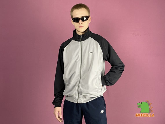 Nike Vintage heren grijs en zwart sport windjack retro track - Etsy België