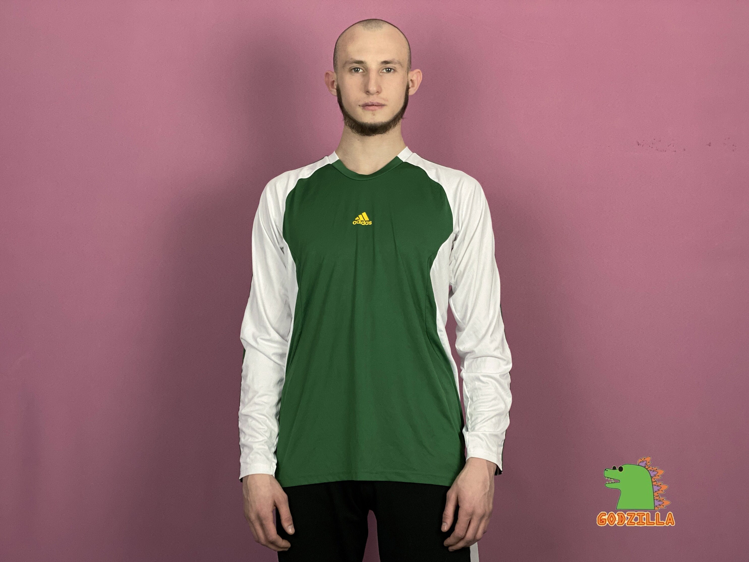 Adidas Vintage Heren Groen en Wit Atletisch T-shirt met lange - Etsy België