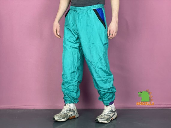 Blue Nylon Track Pants - Etsy