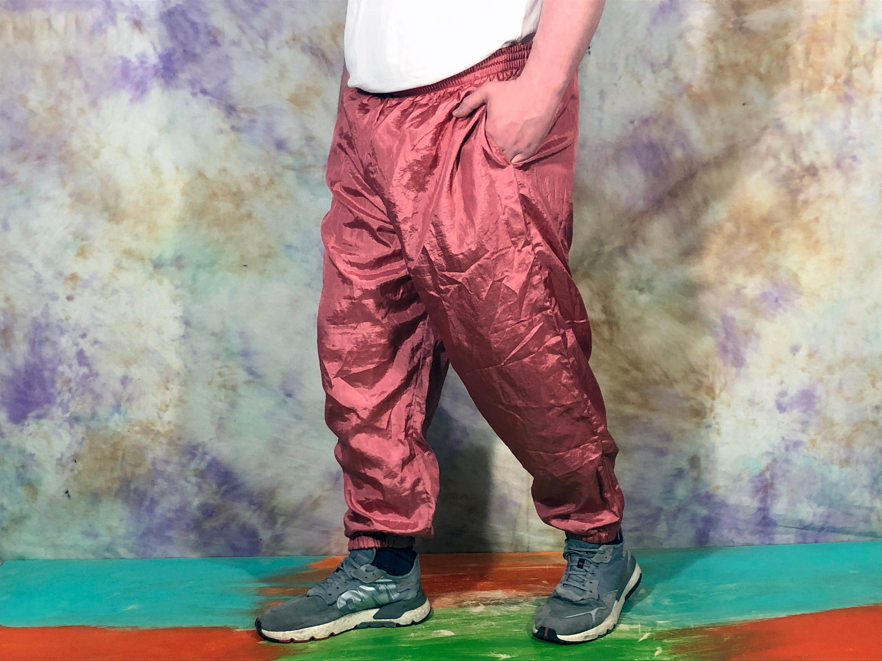 blue and orange track pants