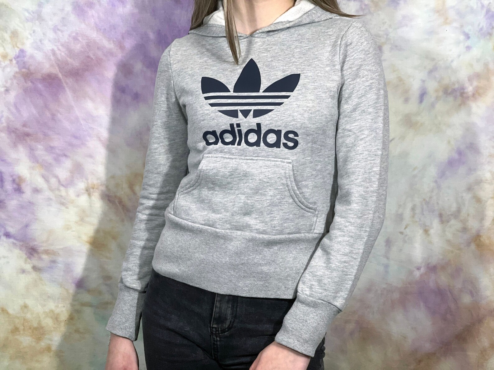 Adidas Vintage Women's Big Logo Gray Hoodie | Etsy