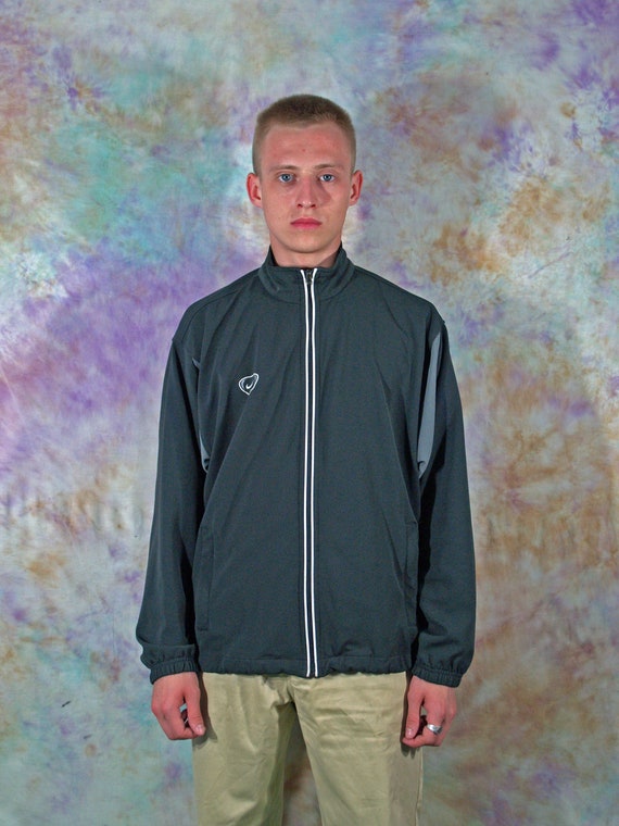 90s Vintage Nike Team Dark Gray Track Jacket Windbreaker
