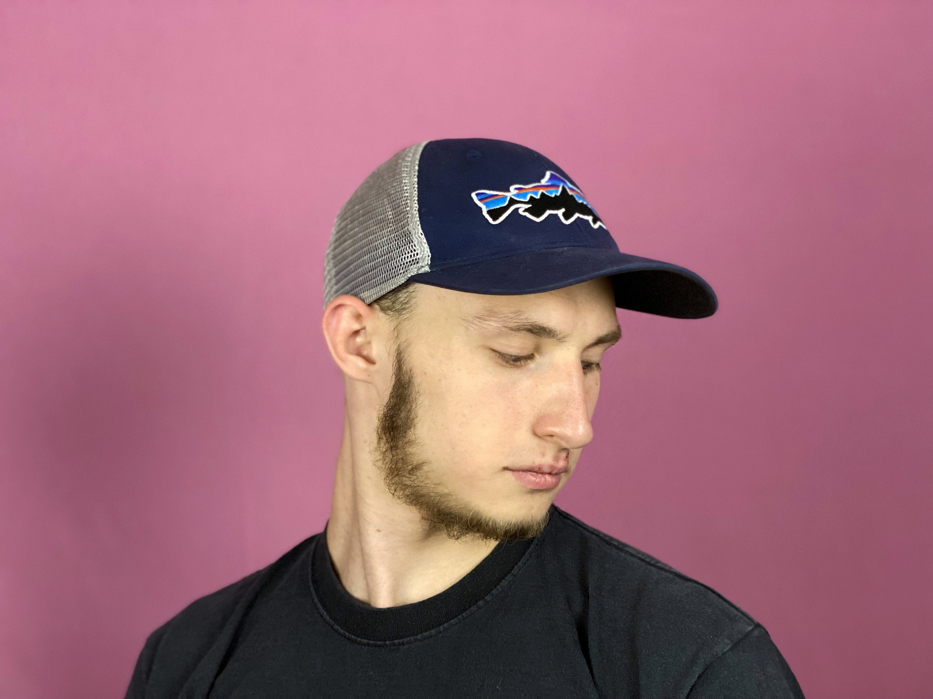 Patagonia Big Logo Vintage Blue And Gray Trucker Caps Retro Etsy