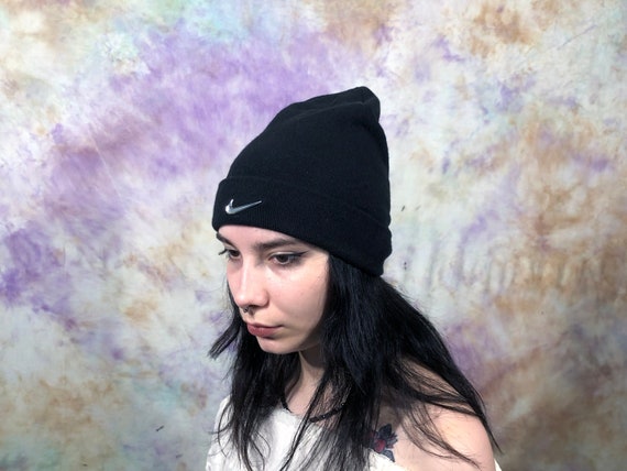 Nike Vintage Black and Silver Beanie 