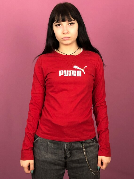 90s Puma Mujer Manga Larga Roja Camiseta Retro Puma - Etsy España