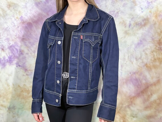 Dark Blue Denim Jean Jacket - Etsy 