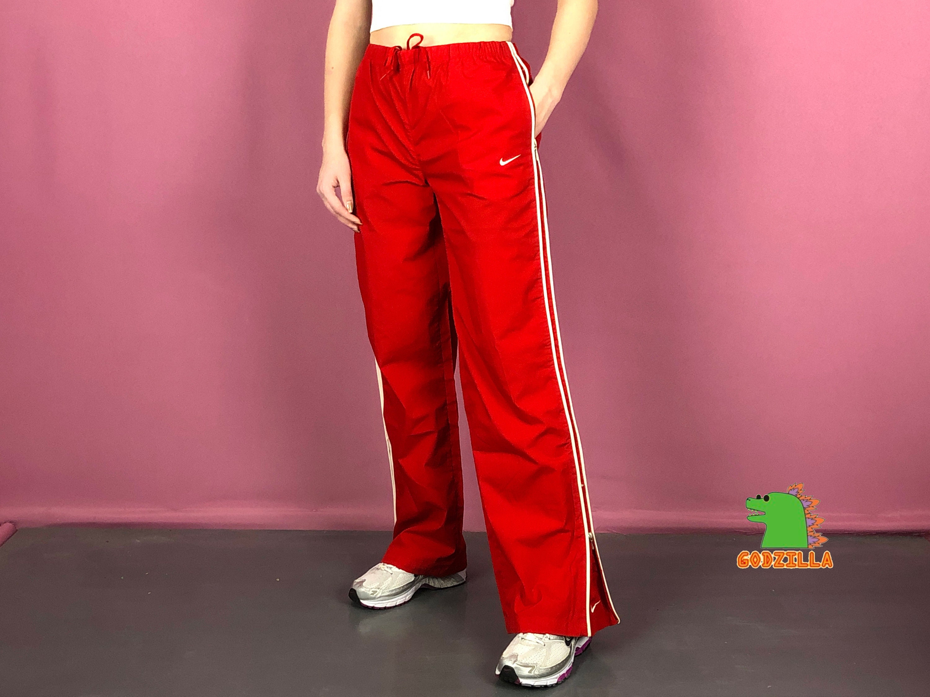 drie witte strepen Jaren 80 vintage originele Adidas Red sport broek Unisex Kleding Dameskleding Broeken & Capriboeken Broeken trainingsbroek Small Size 