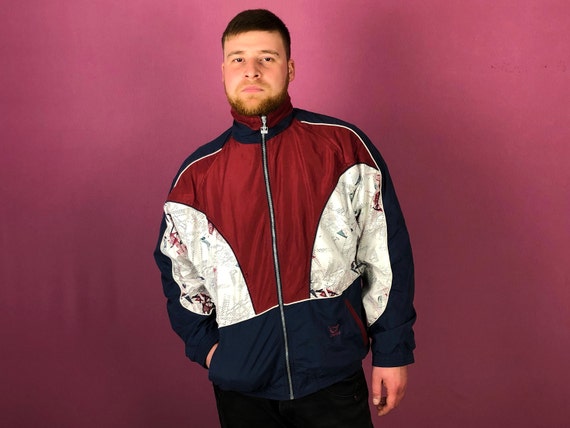 Chaqueta Retro Vintage Para Hombres los 90 Azul y Rojo - Etsy España